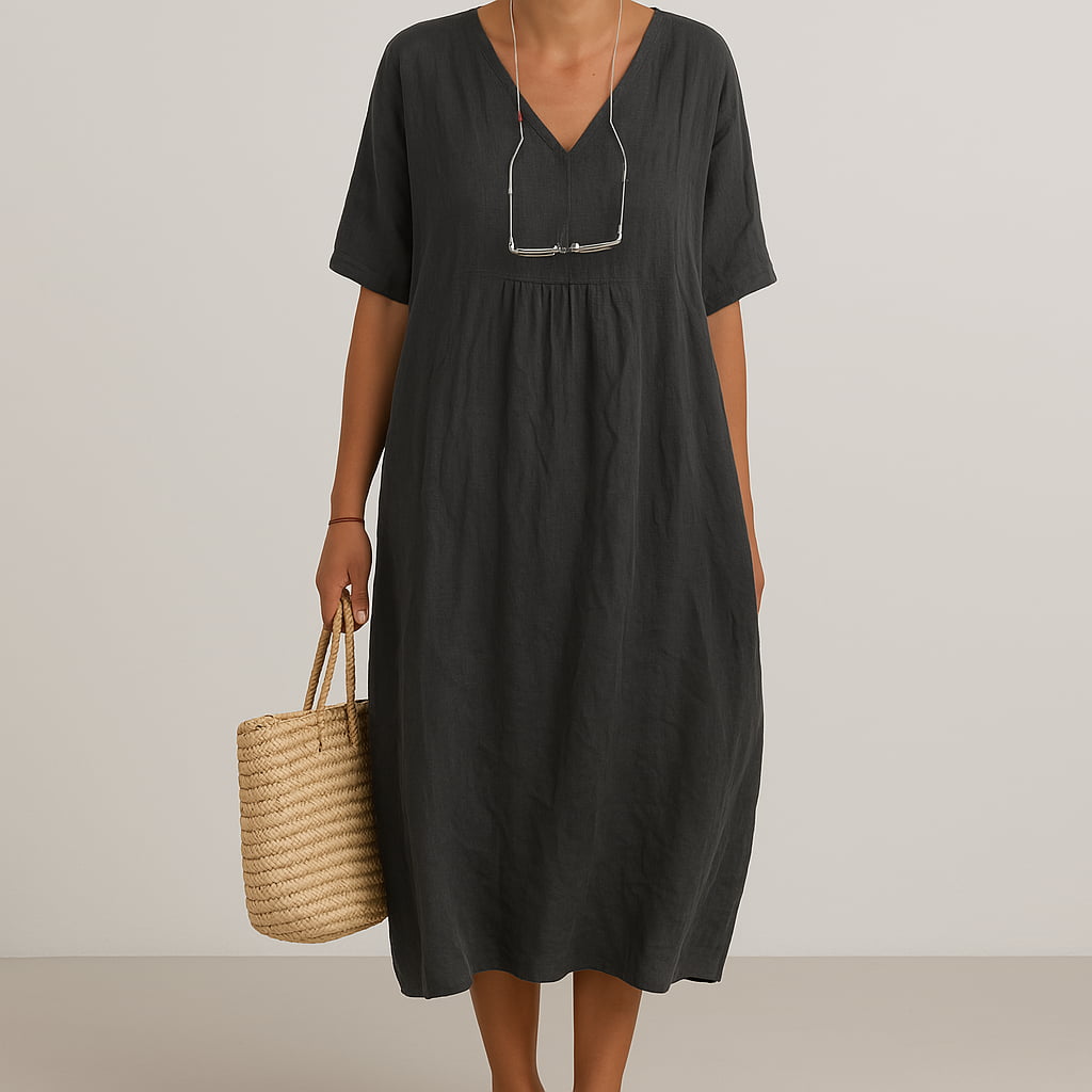 Clara | Elegantes handgefertigtes Kleid mit V-Ausschnitt