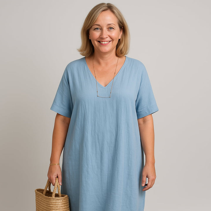Clara | Elegantes handgefertigtes Kleid mit V-Ausschnitt