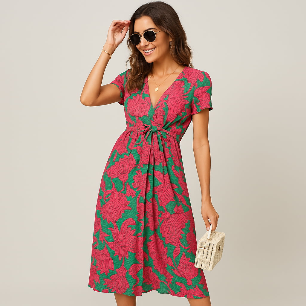 Zoe | Handgefertigtes Sommerkleid mit Blumenmuster