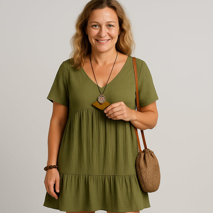 Elise | Elegantes handgefertigtes Sommerkleid mit V-Ausschnitt