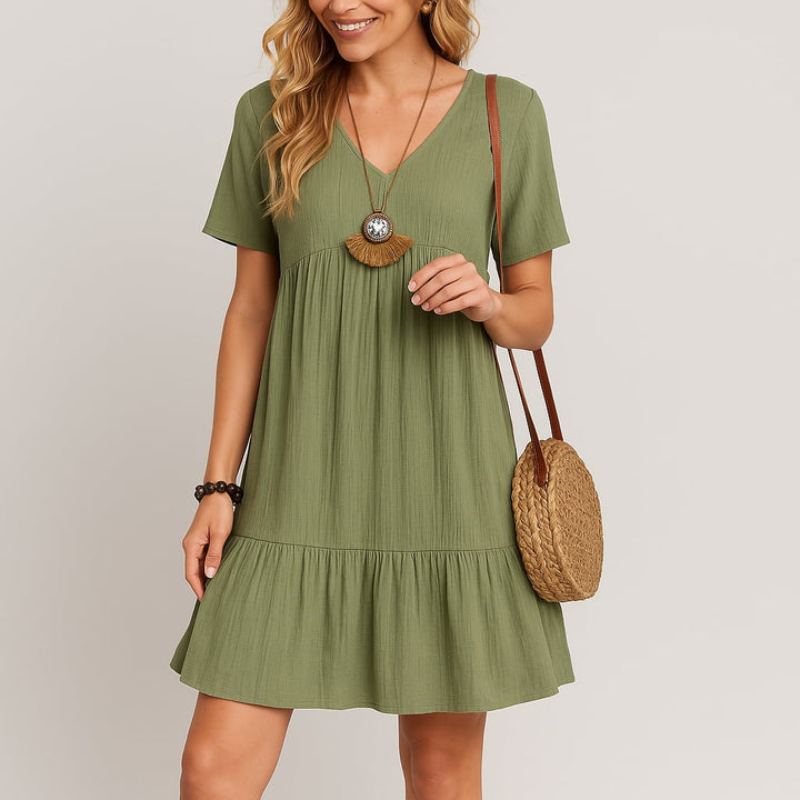 Elise | Elegantes handgefertigtes Sommerkleid mit V-Ausschnitt